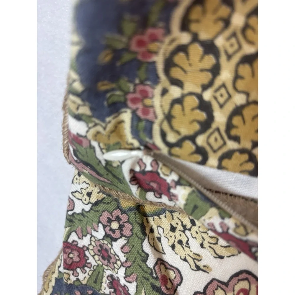 Pottery Barn Pillow‎ Shams 22x22 Pair Multicolor Cotton Floral W/ Jute Piping